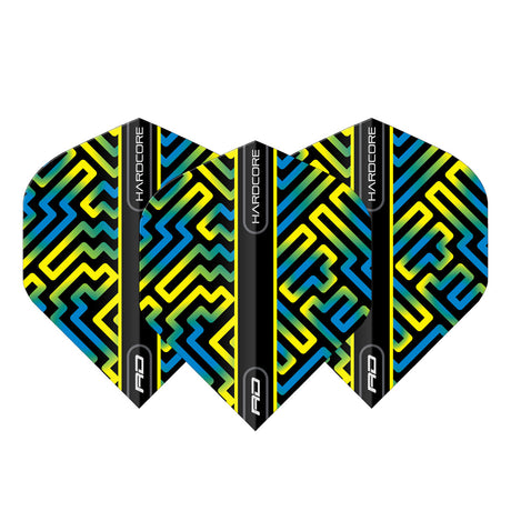 Hardcore XT Blue, Green & Yellow Standard Dart Flights by Red Dragon - view 3