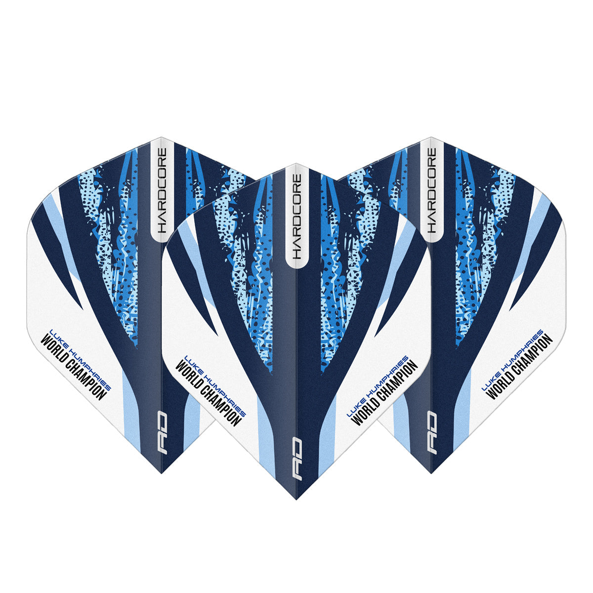 Luke Humphries White & Blue Hardcore Standard Dart Flights by Red Dragon - view 2