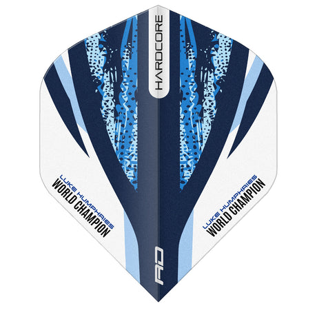 Luke Humphries White & Blue Hardcore Standard Dart Flights by Red Dragon