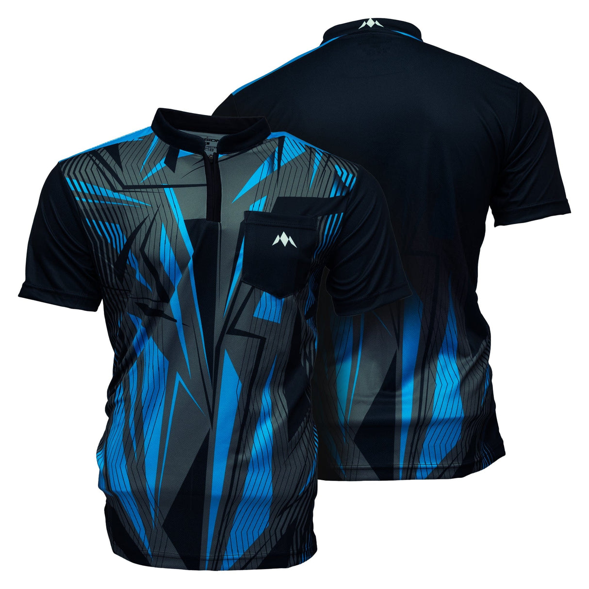 *Mission Darts Flint Dart Shirt - Collarless - Lightweight - Black & Blue