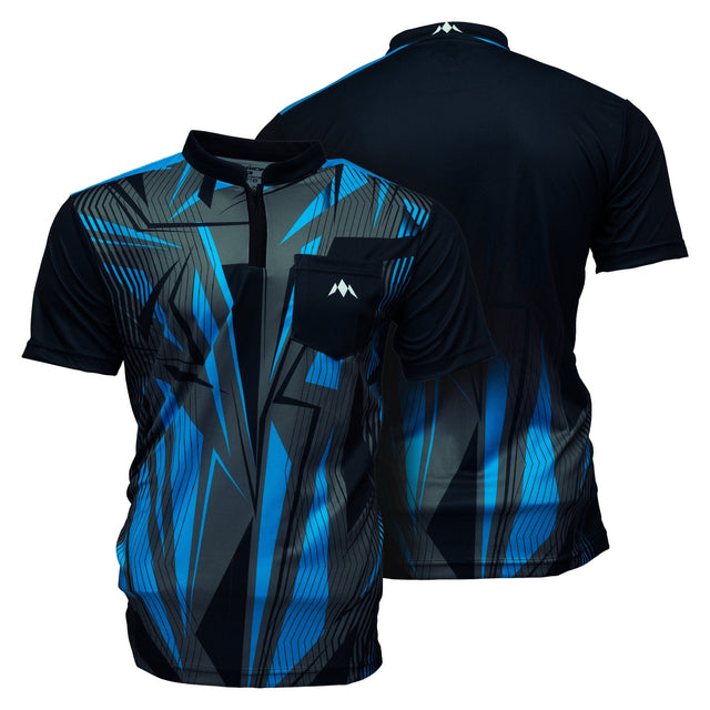 *Mission Darts Flint Dart Shirt - Collarless - Lightweight - Black & Blue