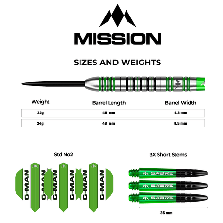 Mission Graham Hall Darts - Steel Tip - 90% - Black & Green - view 8