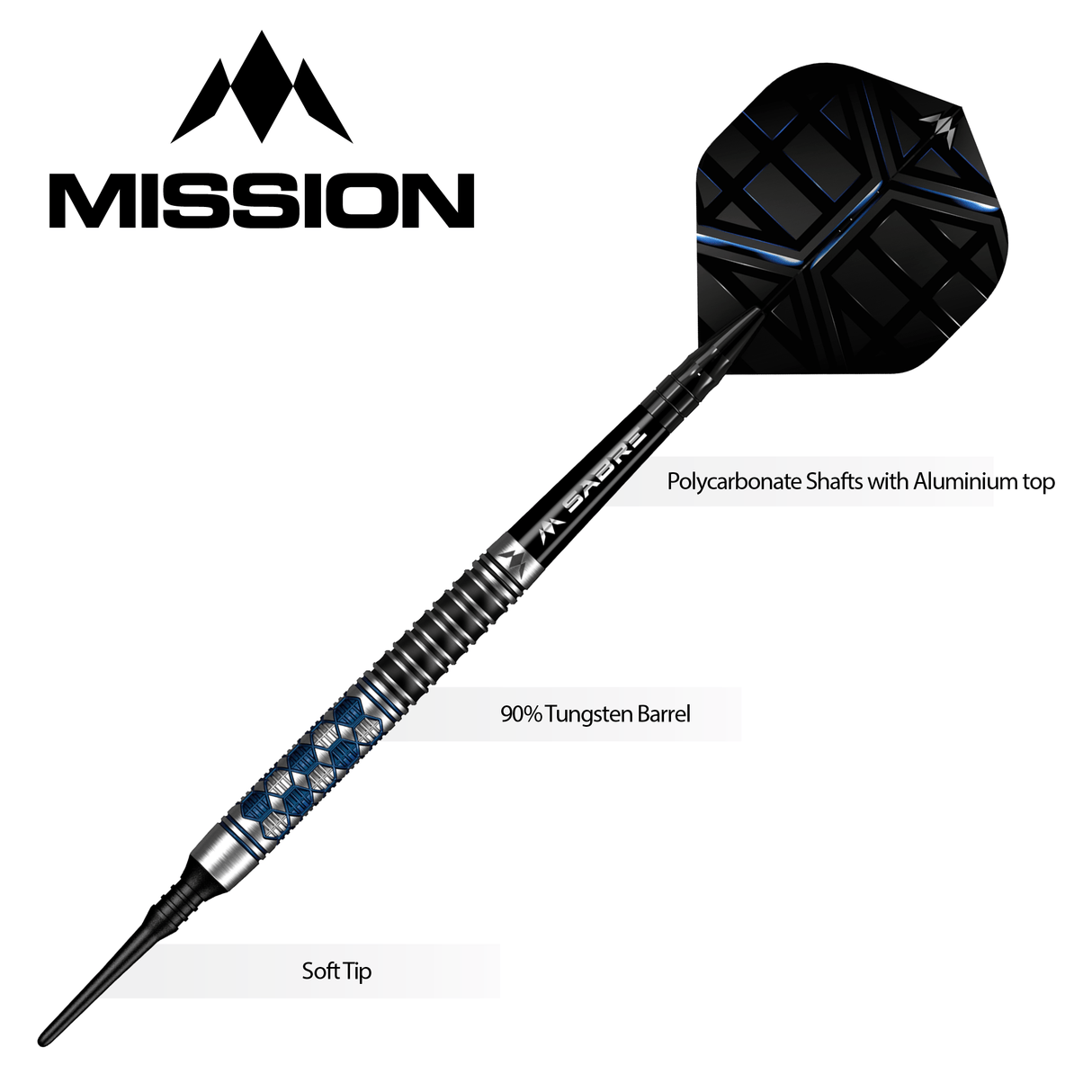 Mission Hexon Darts - Soft Tip - 90% - Blue PVD - view 7