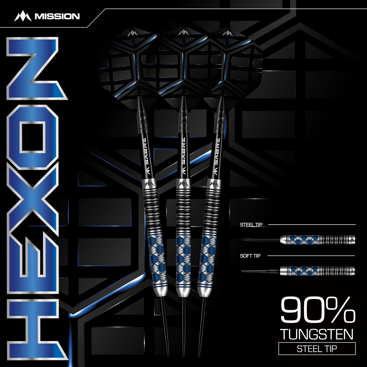 Mission Hexon Darts - Steel Tip - 90% - Blue PVD - view 10