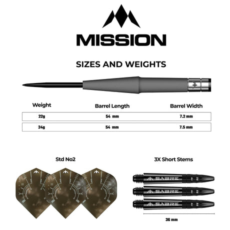Mission Saturn Darts - Steel Tip - 90% Tungsten - Hyperion - view 4