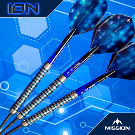 Mission ION Darts - Steel Tip - 95% Tungsten - Blue & Silver - view 2