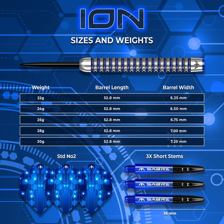 Mission ION Darts - Steel Tip - 95% Tungsten - Blue & Silver - view 5