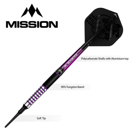 Mission James Hurrell Darts - Soft Tip - Hillbilly - Black & Purple - 18g - view 4
