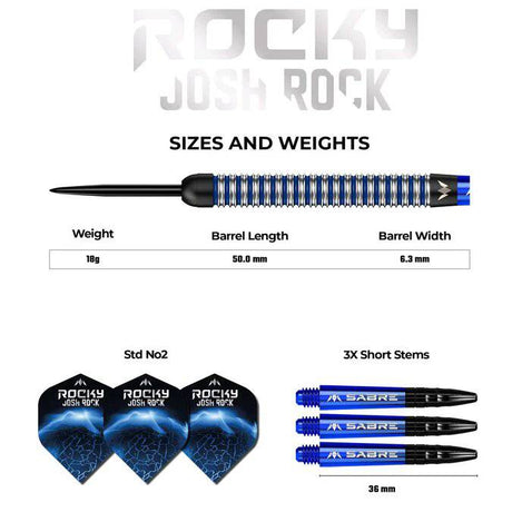 Mission Josh Rock Darts v1 - Steel Tip - 95% - Rocky - Black & Blue - The Darts Shop