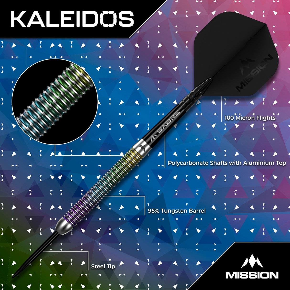 Mission Kaleidos Darts - Steel Tip - 95% Tungsten - view 2