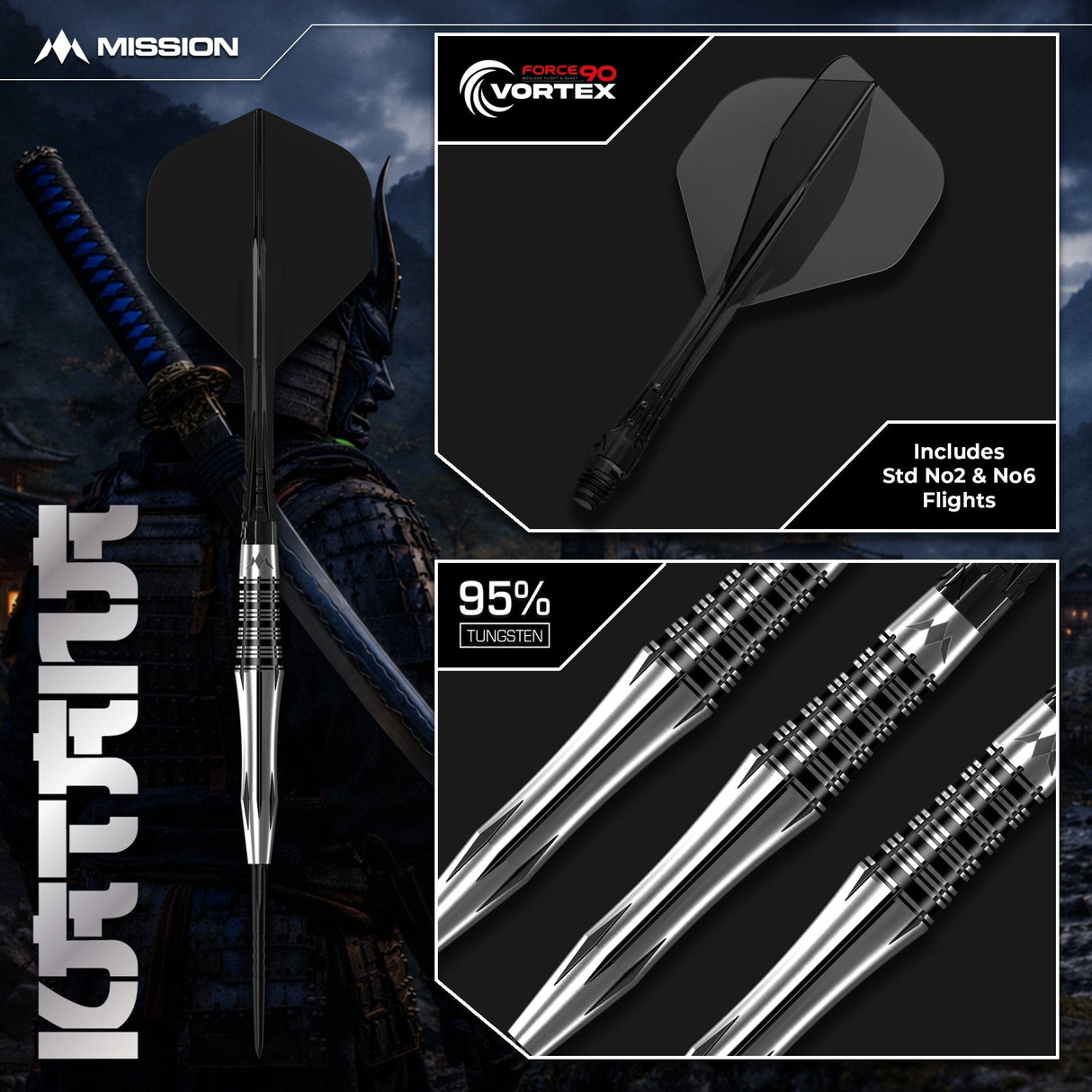Mission Katana Darts - Steel Tip - 95% Tungsten - view 7