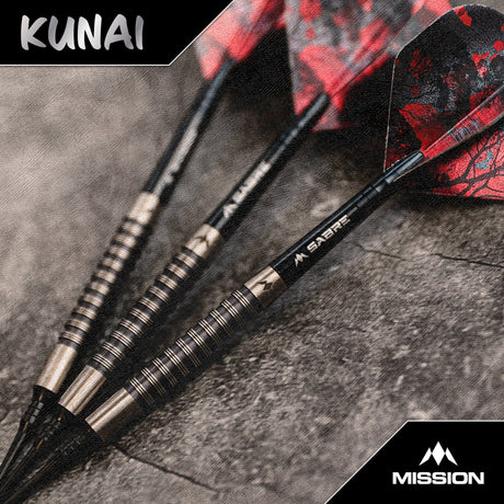 Mission Kunai Darts - Soft Tip - 95% Tungsten - Black PVD - 19g - view 2