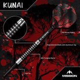 Mission Kunai Darts - Soft Tip - 95% Tungsten - Black PVD - 19g - view 3