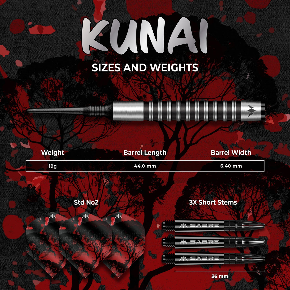 Mission Kunai Darts - Soft Tip - 95% Tungsten - Black PVD - 19g - view 5