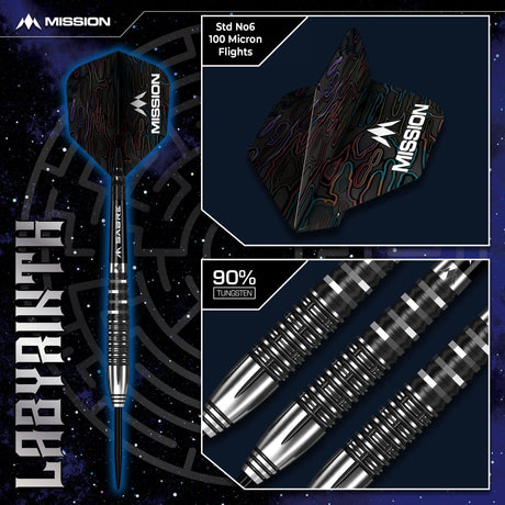 Mission Labyrinth Darts - Steel Tip - 90% Tungsten - Black PVD - view 5