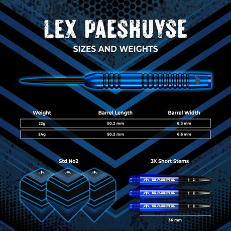 Mission Lex Paeshuyse Darts - Steel Tip - 90% Tungsten - Blue & Black - view 5