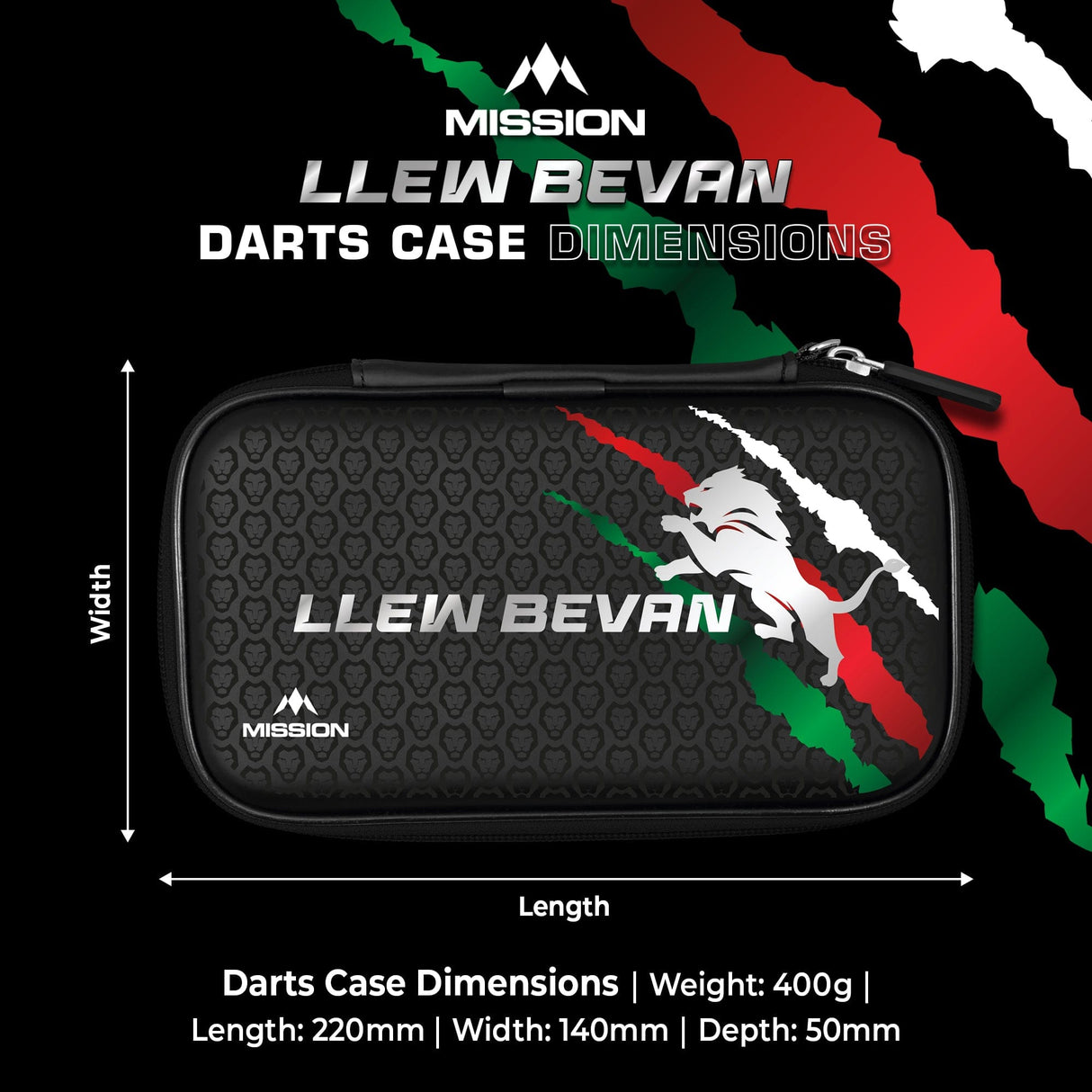 Mission Darts Players- EVA Dart Case - Llew Bevan - view 5