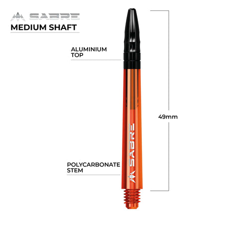 *Mission Sabre Shafts - Polycarbonate Dart Stems - Orange - Black Top - view 6
