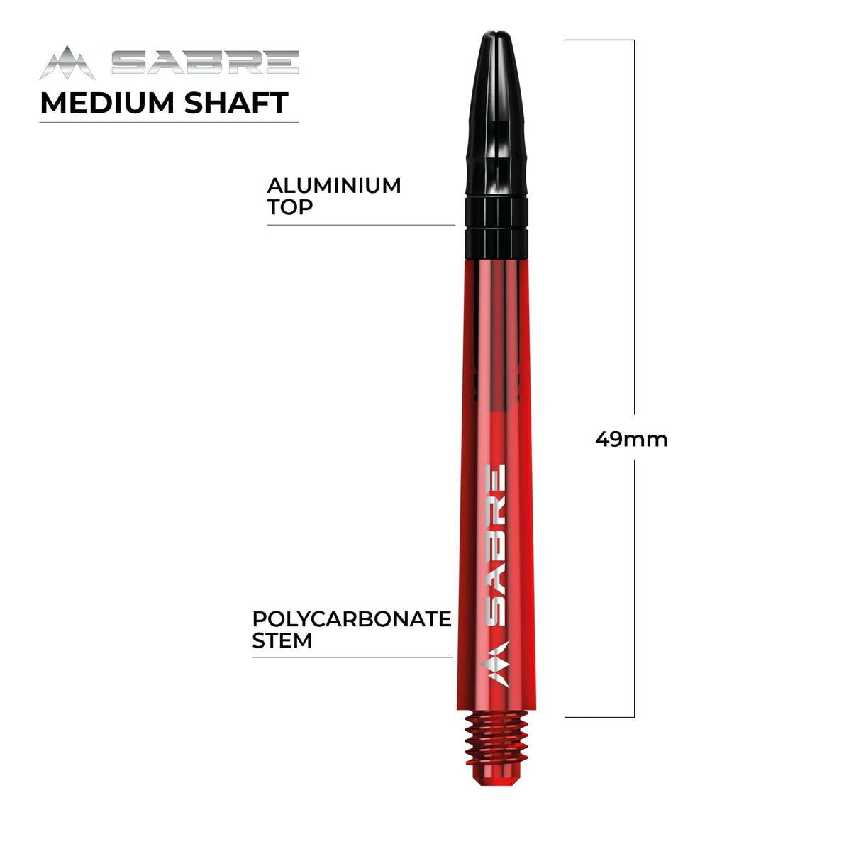 *Mission Sabre Shafts - Polycarbonate Dart Stems - Red - Black Top - view 7