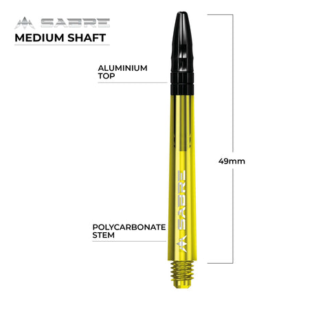 *Mission Sabre Shafts - Polycarbonate Dart Stems - Yellow - Black Top - view 6