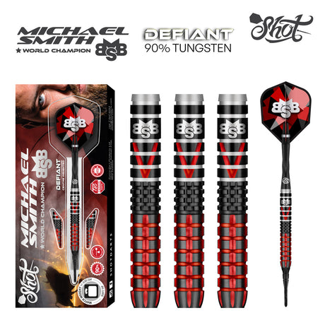 Michael Smith Defiant 90% Tungsten Soft Tip Darts by Shot