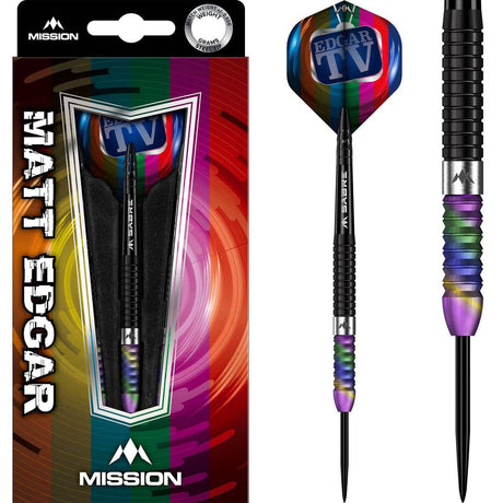 Mission Matthew Edgar Darts - Steel Tip - 90% Tungsten - Black & Coral PVD - The Darts Shop