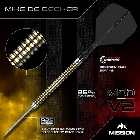 Mission Mike De Decker R2.5 Darts - Steel Tip - 95% Tungsten - V2 - view 2