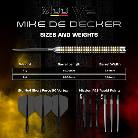 Mission Mike De Decker R2.5 Darts - Steel Tip - 95% Tungsten - V2 - view 3