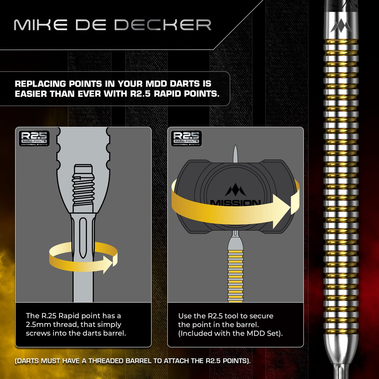 Mission Mike De Decker R2.5 Darts - Steel Tip - 95% Tungsten - V2 - view 6