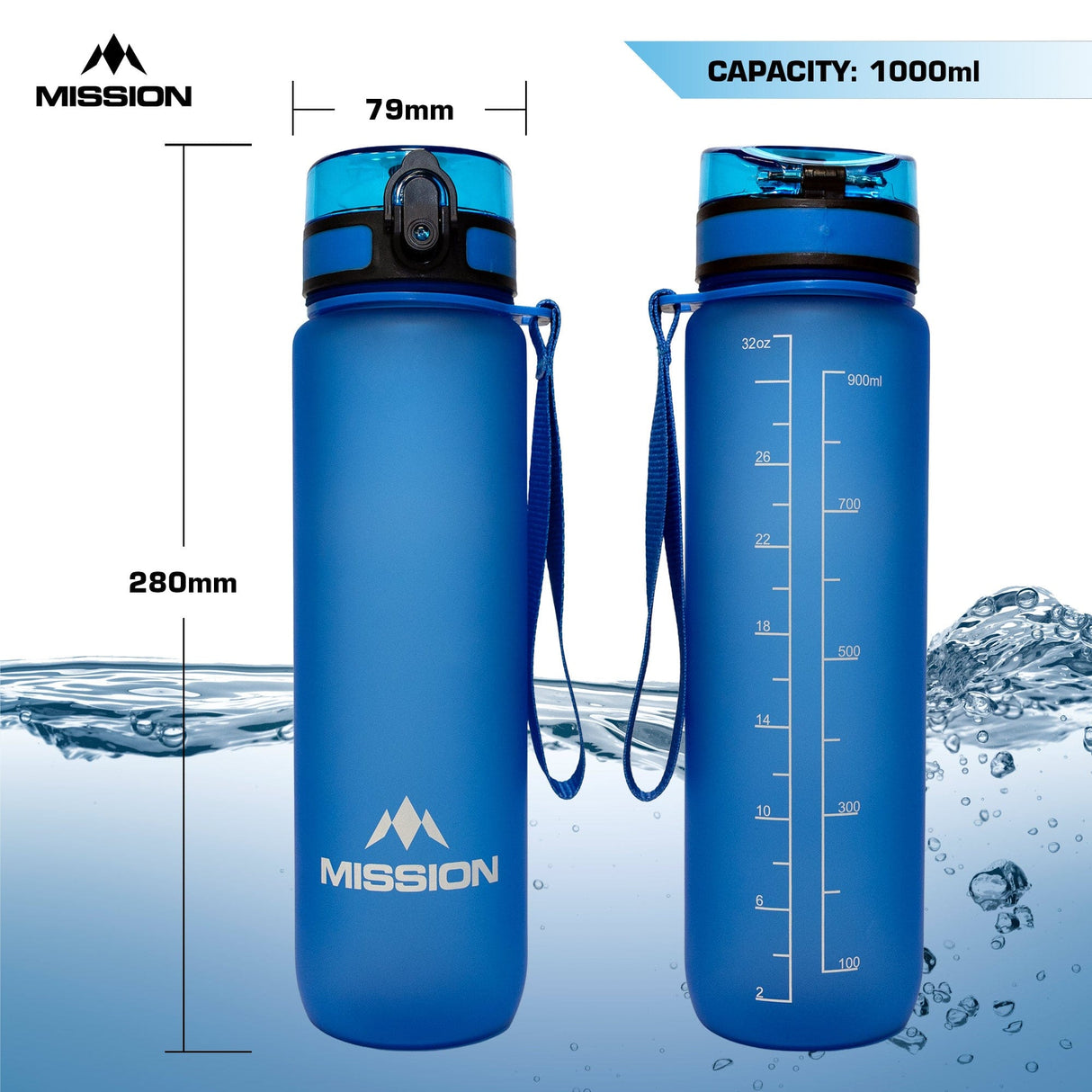 Mission Sports Water Bottle - 1000ml/32oz - BPA Free - view 2