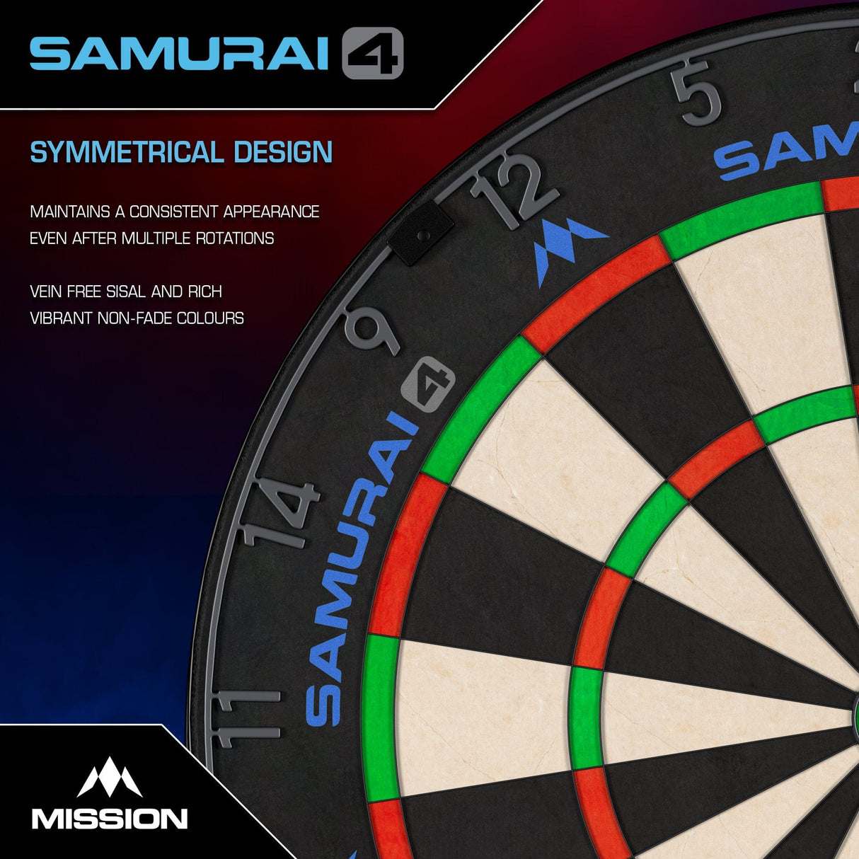 Mission Samurai 4 Dartboard - Professional - Knife Wire - Graphite Grey - view 3