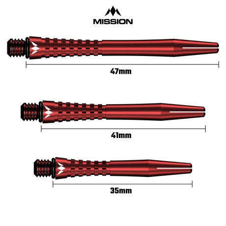 Mission Atom13 Aluminium Shafts - Anodised Metal Stems - Red - view 6