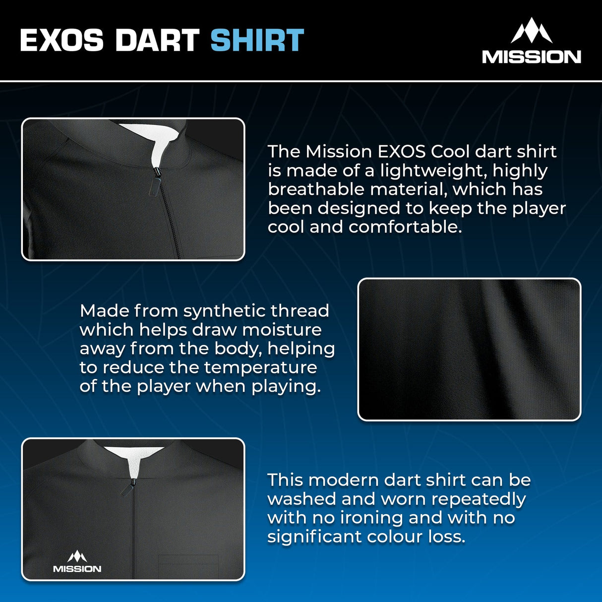 Mission Darts - EXOS Cool - Dart Shirt - Black - view 4