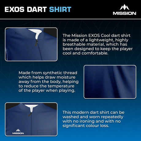 Mission Darts - EXOS Cool - Dart Shirt - Navy Blue - view 4
