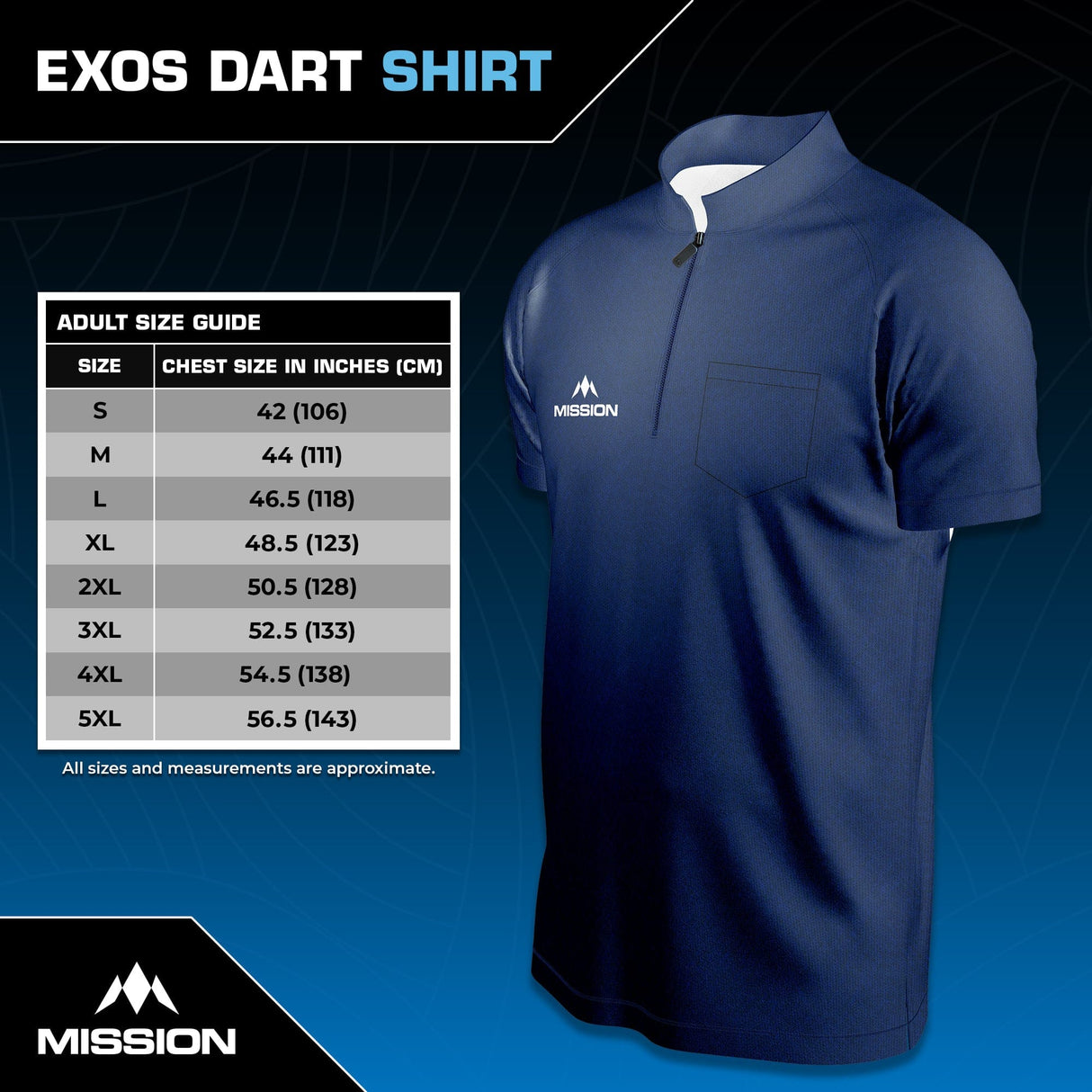 Mission Darts - EXOS Cool - Dart Shirt - Navy Blue - view 5