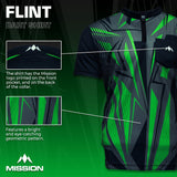 *Mission Darts Flint Dart Shirt - Collarless - Lightweight - Black & Green - view 3