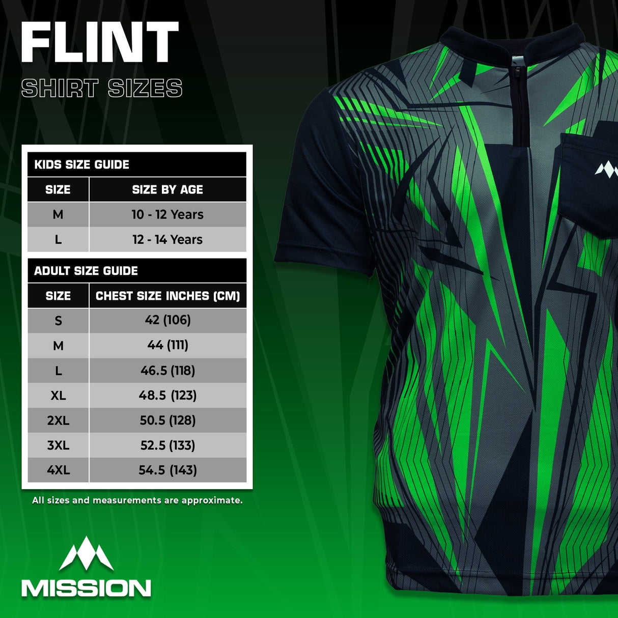 *Mission Darts Flint Dart Shirt - Collarless - Lightweight - Black & Green - view 5