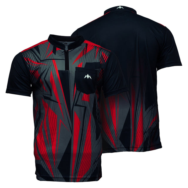 *Mission Darts Flint Dart Shirt - Collarless - Lightweight - Black & Red