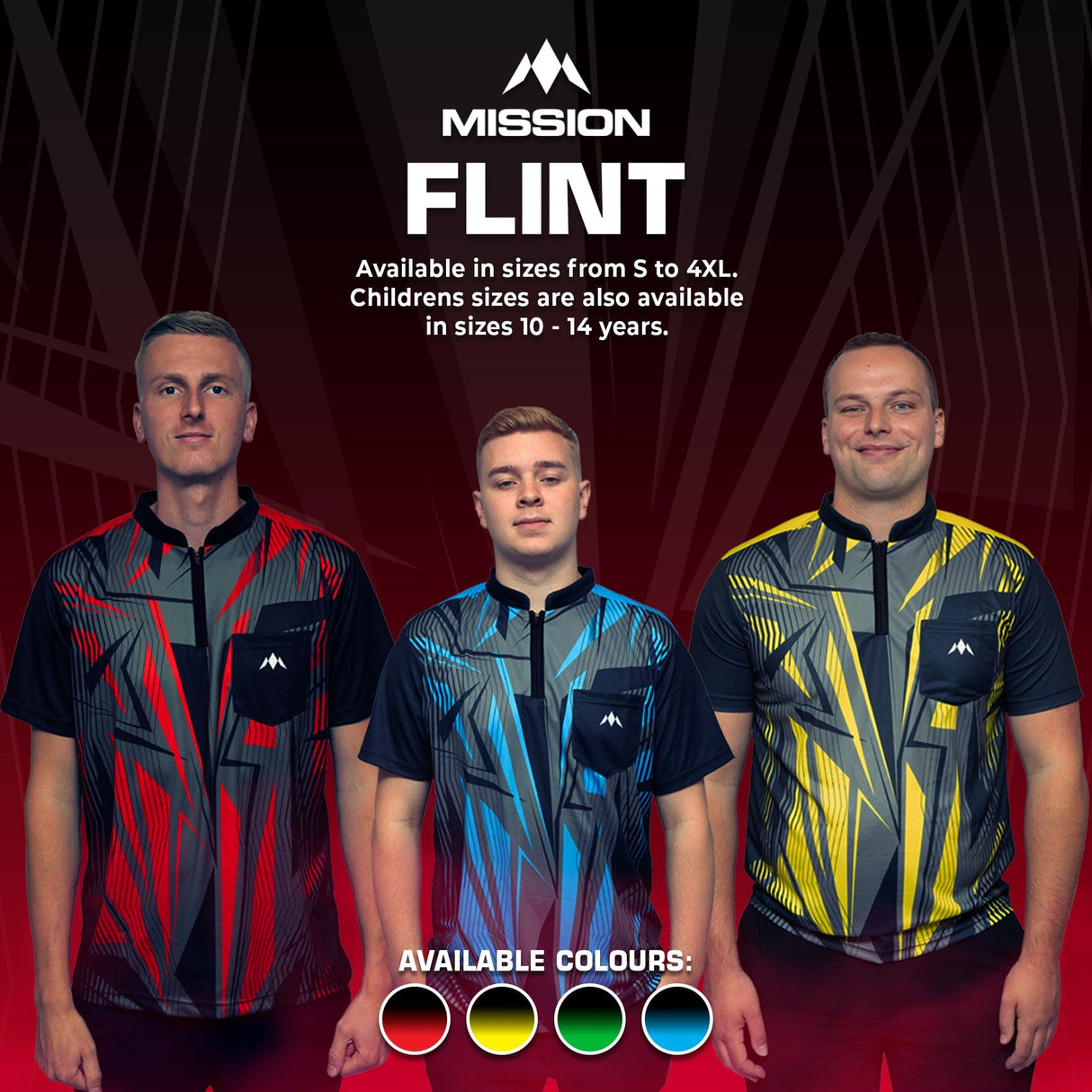 *Mission Darts Flint Dart Shirt - Collarless - Lightweight - Black & Red - view 6