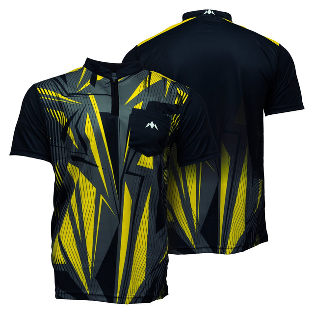 *Mission Darts Flint Dart Shirt - Collarless - Lightweight - Black & Yellow