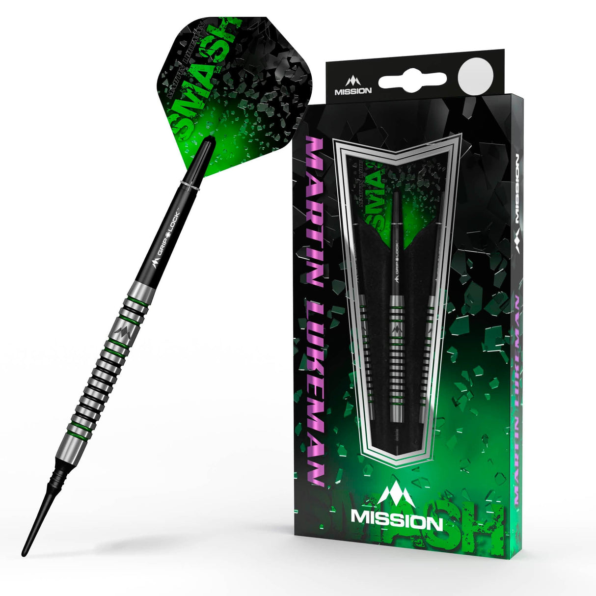 Mission Martin Lukeman Darts - Soft Tip - Black & Green - 20g - view 2