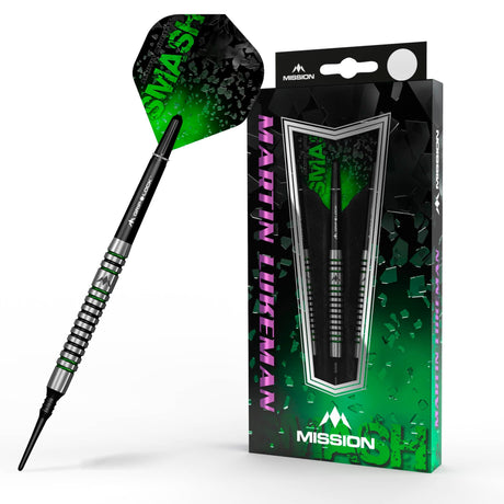 Mission Martin Lukeman Darts - Soft Tip - Black & Green - 20g - view 2