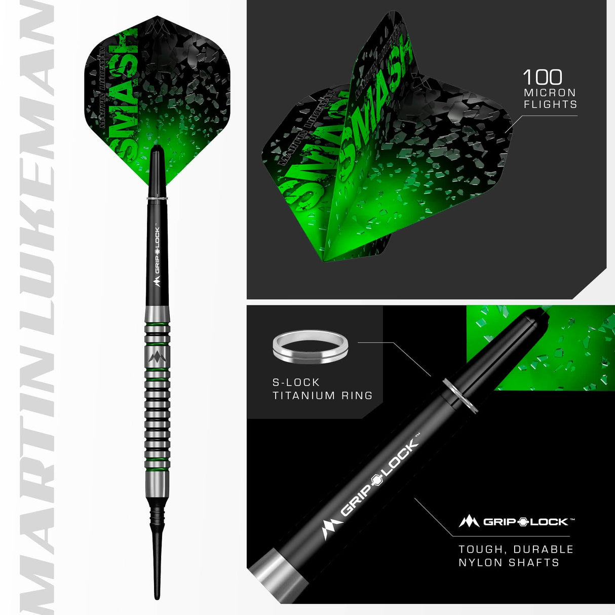 Mission Martin Lukeman Darts - Soft Tip - Black & Green - 20g - view 6