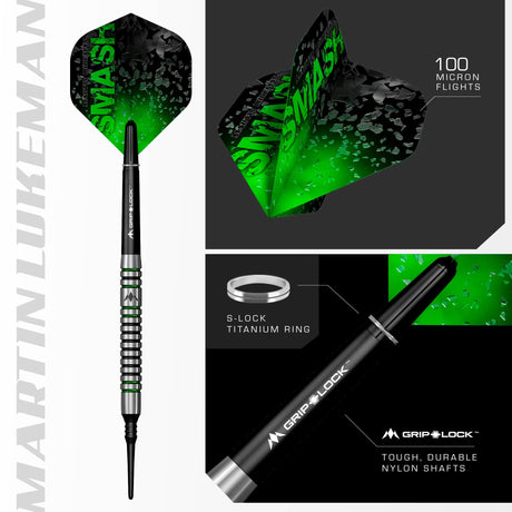 Mission Martin Lukeman Darts - Soft Tip - Black & Green - 20g - view 6