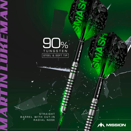 Mission Martin Lukeman Darts - Soft Tip - Black & Green - 20g - view 7