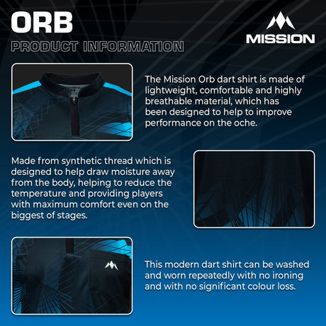 *Mission Darts Orb Dart Shirt - Collarless - Lightweight - Black & Blue - view 4