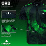 *Mission Darts Orb Dart Shirt - Collarless - Lightweight - Black & Green - view 3