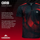 *Mission Darts Orb Dart Shirt - Collarless - Lightweight - Black & Red - Youth - view 2