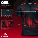 *Mission Darts Orb Dart Shirt - Collarless - Lightweight - Black & Red - Youth - view 3