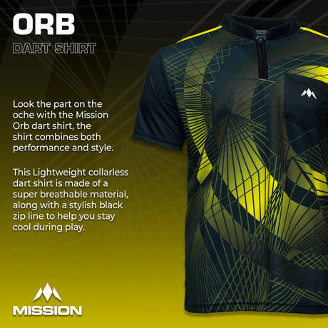 *Mission Darts Orb Dart Shirt - Collarless - Lightweight - Black & Yellow - Youth - view 2